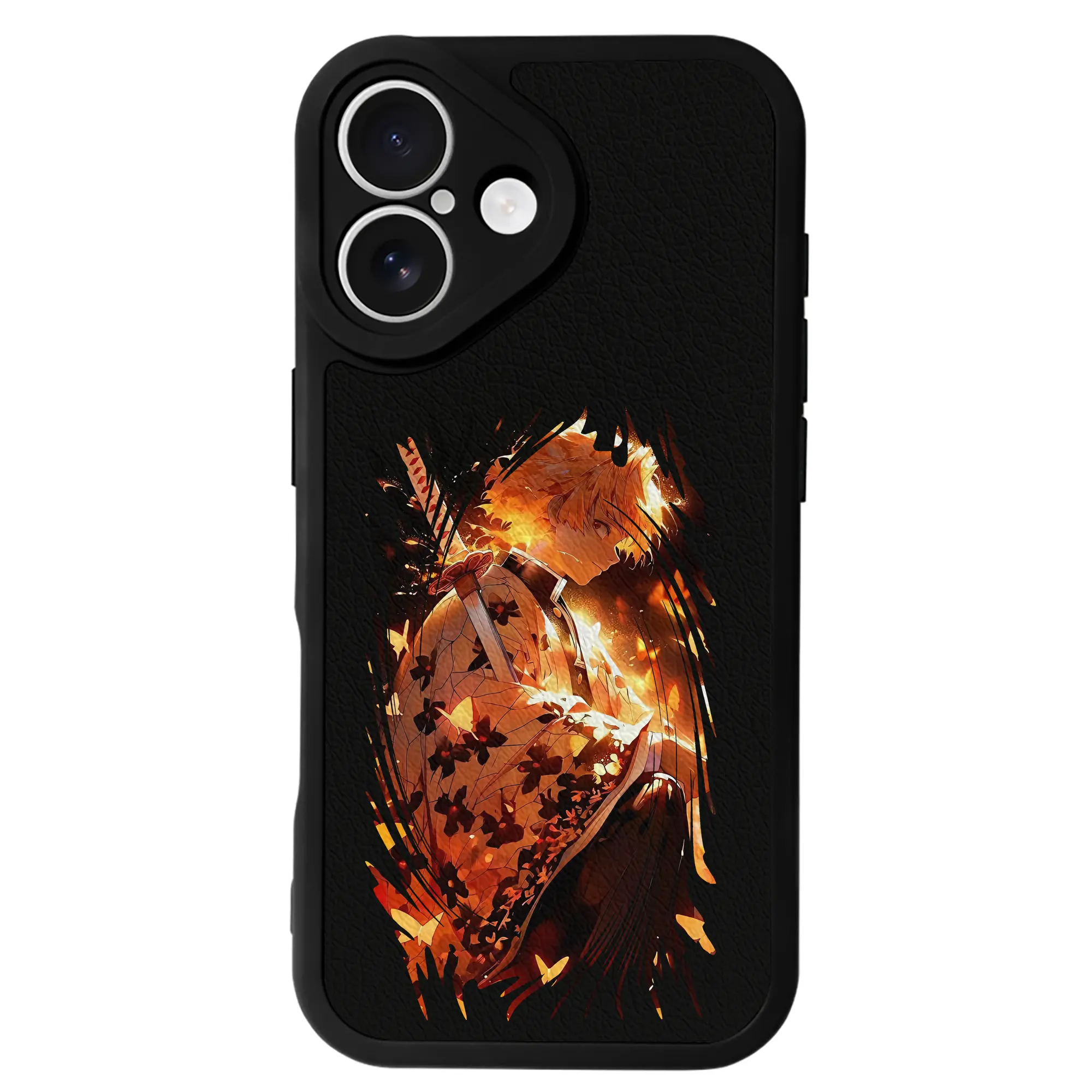 鬼滅の刃 グッズ,我妻 善逸 - IPhone 16シリーズ対応 ・ シリコンスマホケース ・ レザー調 ・ 高精度フィット ・ 耐衝撃 ・ ワイヤレス充電対応 ・ 精密カット